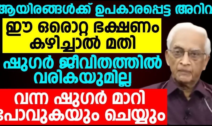 ഈ ഒരൊറ്റ ഭക്ഷണം കഴിച്ചാൽ മതി ഷുഗർ ജീവിതത്തിൽ വരികയുമില്ല