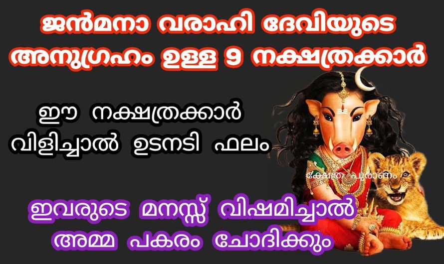 വരാഹി ദേവിയുടെ അനുഗ്രഹം ജന്മന ഉള്ള 9 നക്ഷത്രക്കാർ