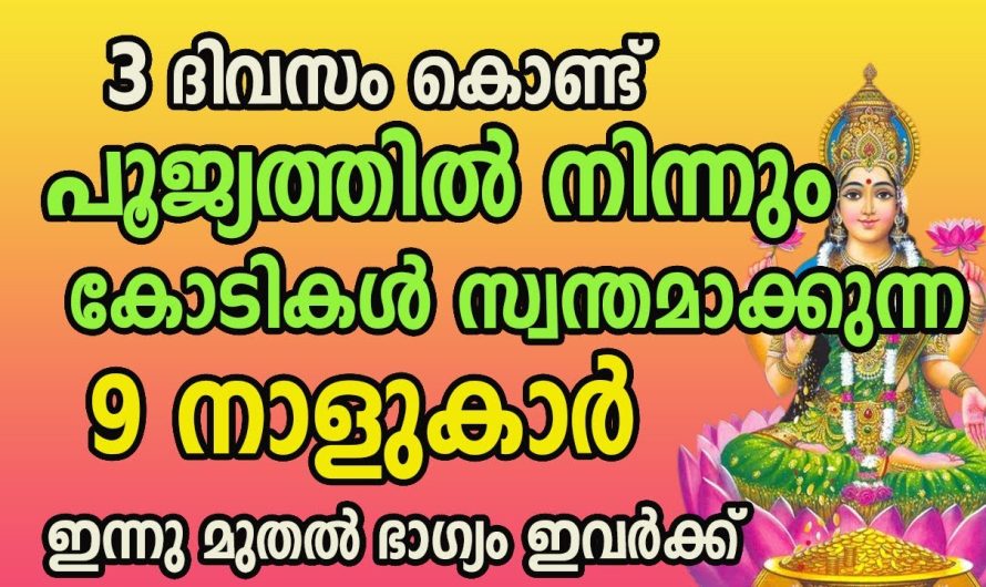 ഒറ്റ ദിവസം കൊണ്ട് വട്ട പൂജ്യത്തിൽ നിന്നും കോടീശ്വര യോഗത്തിൽ ഈ നാളുകാർ