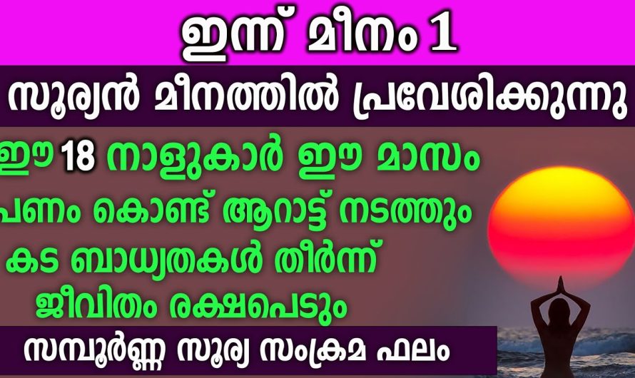 ഈ 18 നാളുകാർ ഈ മാസം പണം കൊണ്ട് ആറാട്ട് നടത്തും,സമ്പൂർണ്ണ സൂര്യസംക്രമഫലം