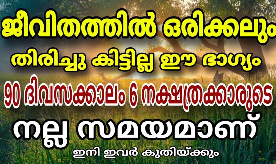 ഈ 6  നക്ഷത്രക്കാർക്ക് നല്ല സമയമാണ്.. മഹാഭാഗ്യം വന്നുചേരാൻ പോകുന്നു