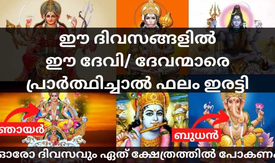 ഈ ദിവസങ്ങളിൽ ഈ ദേവി ദേവന്മാരെ പ്രാർത്ഥിച്ചാൽ ഫലം ഇരട്ടി,