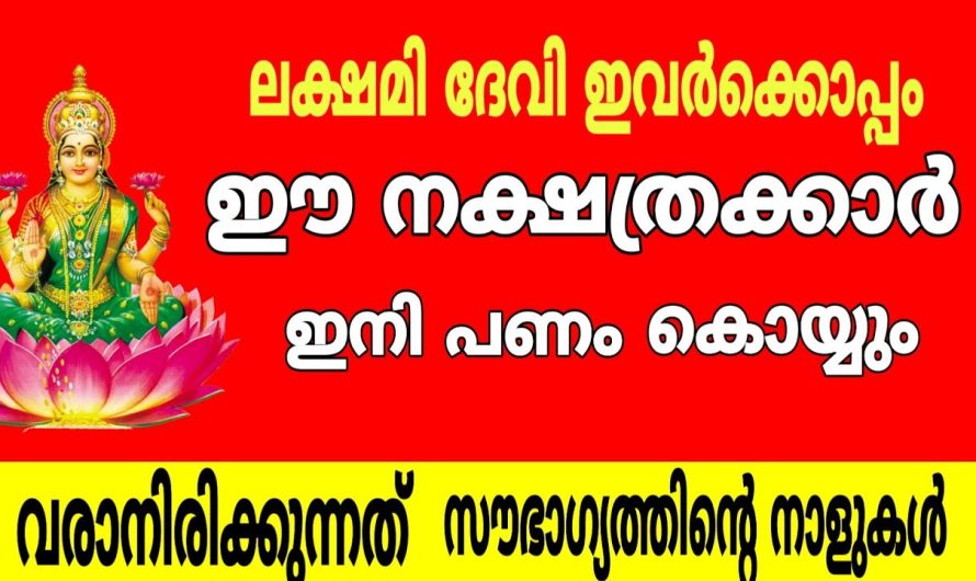 ഈ നക്ഷത്രക്കാർ നിങ്ങളുടെ വീടുകളിൽ ഉണ്ടോ?? ഇവർക്ക് വരാനിരിക്കുന്നത് സൗഭാഗ്യത്തിന് നാളുകൾ….