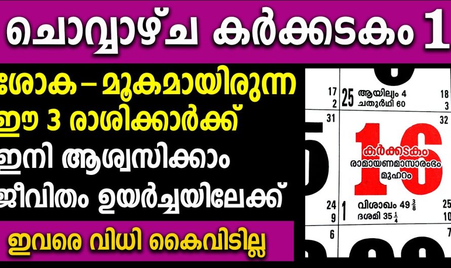 കർക്കിടകം1,ഈ 3 രാശിക്കാർ ഉയർച്ചയുടെ പടവുകൾ കയറും,ഇവരെ വിധി കൈവിടില്ല