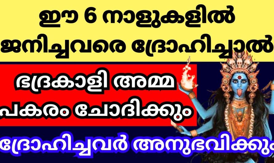 ഈ 6 നാളുകളിൽ ജനിച്ചവർ ഭദ്രകാളിക്ക്‌ പ്രിയപ്പെട്ടവർ