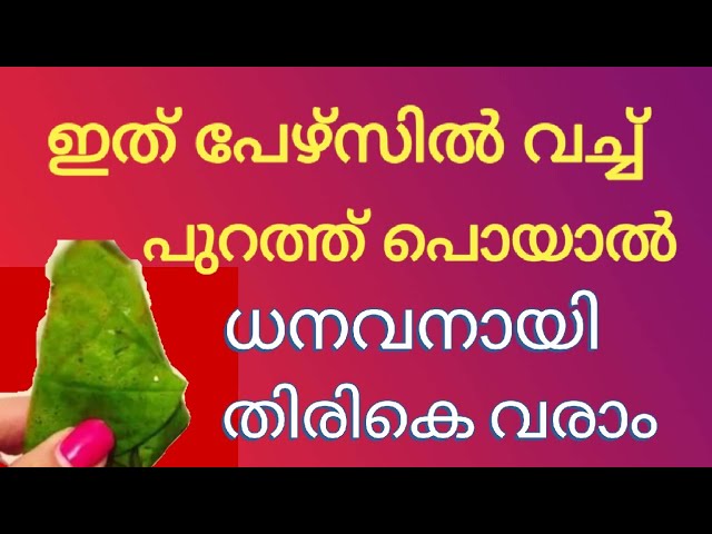 ഇത് പേഴ്സിൽ വച്ച് പുറത്ത് പൊയാൽ ധനവനായി തിരിച്ചെത്തും.